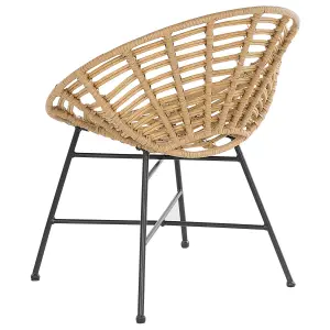 Set of 2 Garden Chairs ACERRA PE Rattan Light Brown