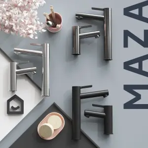 GoodHome Maza Medium Matt Black Round Basin Mixer Tap