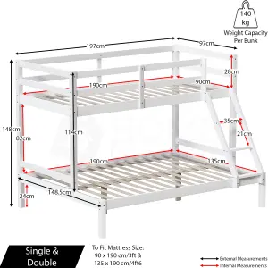 Vida Designs Sydney White Triple Sleeper Bunk Bed