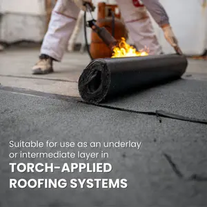 Premium Torch-On Heavy Duty Roofing Felt - Durable Mineral Capsheet - SBS Modified Bitumen Membrane 8m Roll x 1m Wide Black