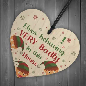 Funny ELF Sign Hanging Christmas Decoration Elf Accessories Daughter Son Gift