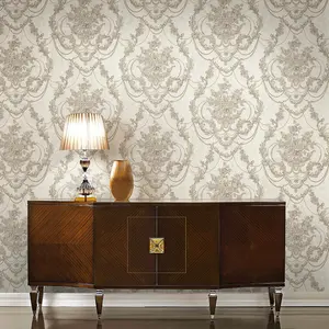 Perla Floral Damask Wallpaper Debona Textured Vinyl Gold Metallic Glitter