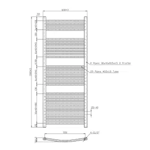 Rinse Curved Bathroom Heated Towel Rail Warmer Radiator Central Heating White - 1500x600mm