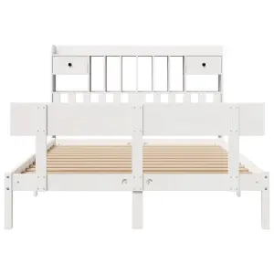 Berkfield Bookcase Bed without Mattress White 160x200 cm Solid Wood Pine