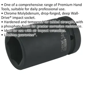 34mm Deep Impact Socket - 1 Inch Drive - Durable Chromoly Wrench Tool