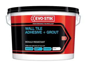 Evo-Stik - Tile A Wall Waterproof Adhesive & Grout for Ceramic & Mosaic Tiles - White - 2.5L