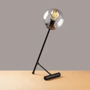 Luminosa Model 17 Deco Black Globe Table Lamp Clear Glass Shade