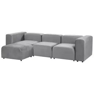 3 Seater Modular Velvet Sofa with Ottoman Grey FALSTERBO