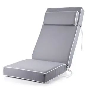 Alfresia Grey Garden Recliner Chair Cushion, Luxury Style