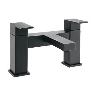 Form Matt Black Square Bath Filler Mixer Tap Lever Action