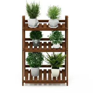 Furinno Tioman Hardwood 3-Tier Flower Rack in Teak Oil, Natural