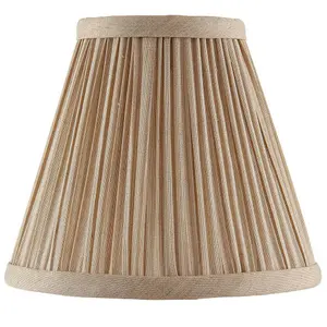 6" Luxury Round Tapered Lamp Shade Beige Pleated Organza Modern Elegant Drum