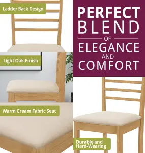 Hallowood Furniture Ledbury Wooden Chair with Fabric Seat Pad in Light Oak Finish (Pair)