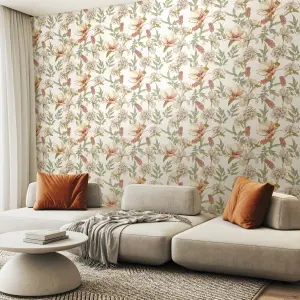 Hoopla Walls Orchid Bloom Sage & Hazel Smooth Matt Wallpaper