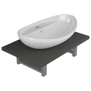 Berkfield Two Piece Bathroom Furniture Set Ceramic Grey