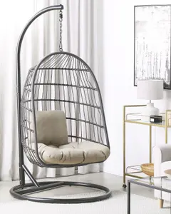 Hanging Chair with Stand ALLERA Fabric Black