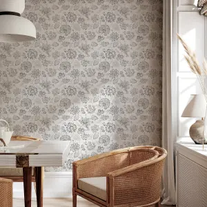 Soft Jacobean Trail Soft Grey Wallpaper