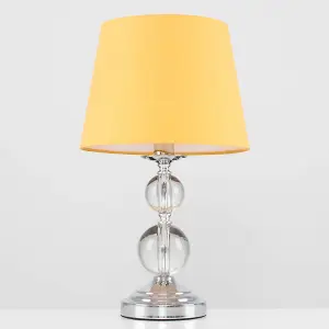 ValueLights Gatto Modern Polished Chrome and Acrylic Ball Touch Table Lamp with Mustard Light Shade