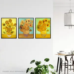 Ablah Sunflowers Collection Paintings by Vincent Van Gogh - 3 Piece No Frame Print 29.7" H x 21" W x 0.4" D