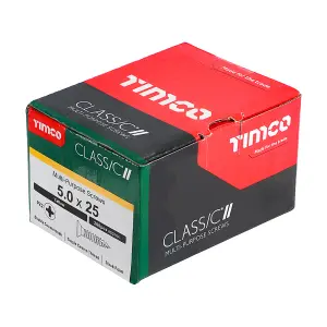 TIMCO Classic Multi-Purpose Countersunk Gold Woodscrews - 5.0 x 25 (200pcs)