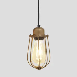 Industville Orlando Wire Cage Pendant, 4 Inch, Brass