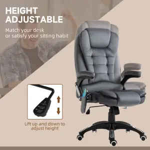 Vinsetto Office Chair w/ Heating Massage Points Relaxing Reclining Grey