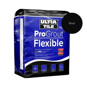 UltraTile ProGrout Flexible Waterproof All Purpose Tile Grout, 3kg - Black