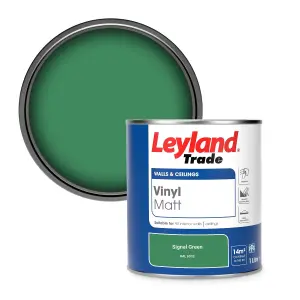 Leyland Trade Vinyl Matt Walls & Ceilings Emulsion Paint Signal Green (RAL 6032) 1L