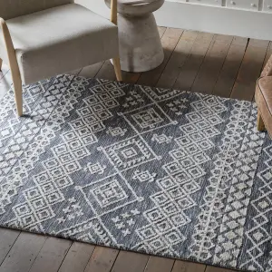 Plaza Dark teal Patterned Medium Rug, (L)170cm x (W)120cm