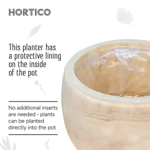 HORTICO™ Indoor Plant Pot, (Dia) 26cm ECO Round Wooden Planter for House Plants with Waterproof Liner D26 H17 cm, 4.3L