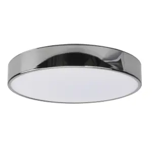 GoodHome Wapta Flush Metal & plastic Chrome effect Bathroom LED Ceiling light