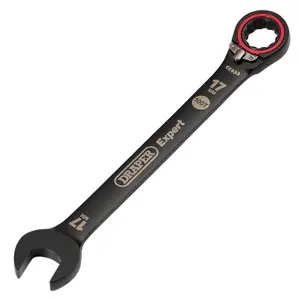 Draper Expert HI-TORQ  Metric Reversible Ratchet Combination Spanner, 17mm, Black 03907