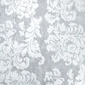 Floral Damask Grey Wallpaper Shimmer Metallic Silver Paste The Paper Smooth