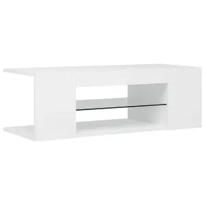 Berkfield TV Cabinet with LED Lights White 90x39x30 cm