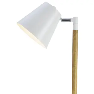 GoodHome Mulanje Industrial Matt White Wood effect Floor light