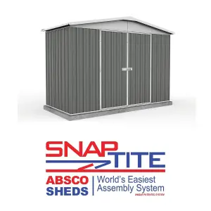 Absco 10ft x 5ft Metal Garden Storage Shed Apex Grey Outdoor Building Single Door