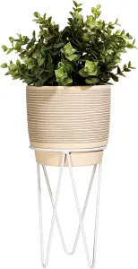 Sass & Belle Grey Striped Planter With Wire Stand