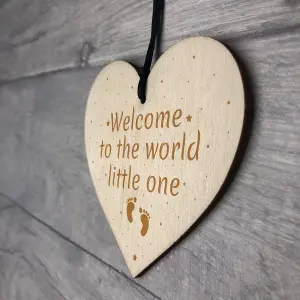 Red Ocean Newborn Baby Girl Boy Pregnancy Shower Wooden Heart Sign Christening Gift For Baby