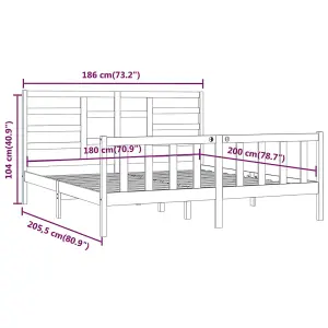 Berkfield Bed Frame White Solid Wood 180x200 cm 6FT Super King