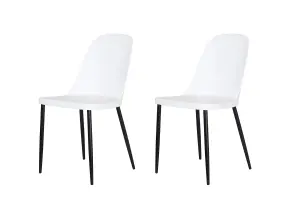 PAIR of White plastic Aspen duo chairs with black metal legs (PAIR)