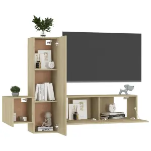 Berkfield 3 Piece TV Cabinet Set Sonoma Oak Engineered Wood