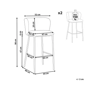 Beliani Modern Set of 2 Bar Chairs MINA Grey