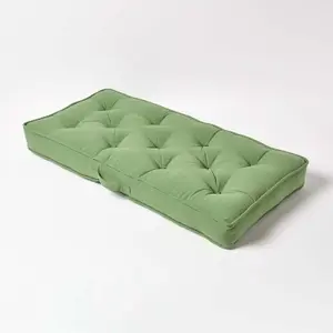 Homescapes Forest Green Cotton 2 Seater Booster Cushion