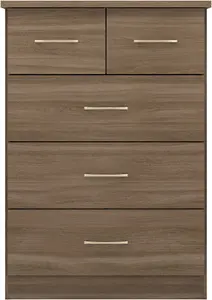 Nevada 3+2 Drawer Chest Rustic Oak Effect 5 Drawers