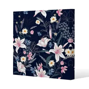 Tropical White & Pink Flowers (Canvas Print) / 101 x 101 x 4cm