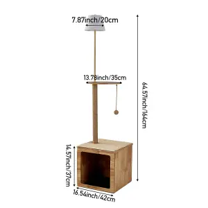 2-in-1 Cat Tower Cat Tree Climbing Frame Foot Switch Floor Lamp Floor Light H 164 cm