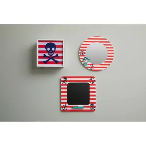 Interiors by Premier Bright Pirate Mirror, Cheerful Child Bedroom Mirror, Versatile Colourful Round Pirate Mirror For Washroom