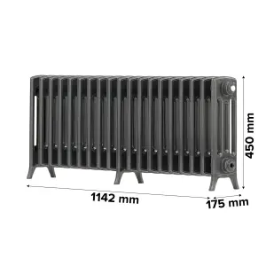 Arroll Edwardian Cast aluminium Anthracite Grey 19 Column Radiator, (W)1142mm x (H)450mm