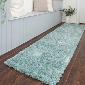 Super Soft Duck Egg Blue Shaggy Runner Rug 60x240cm