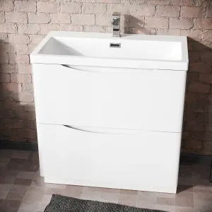 Nes Home Lyndon Modern 800mm White Basin Sink Flat Pack Vanity